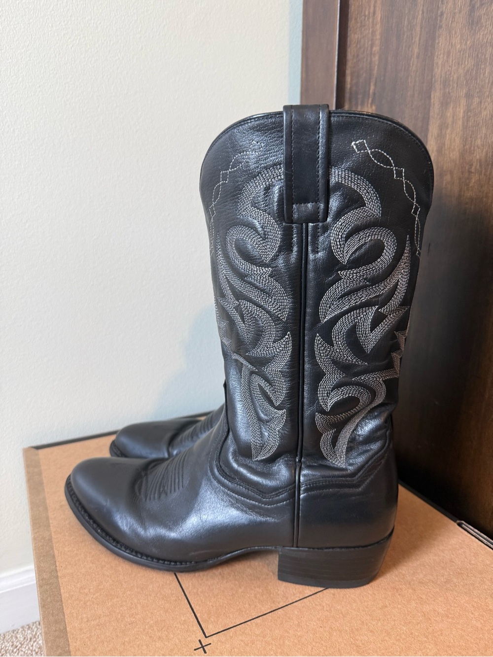Dan Post Milwaukee Black Leather Western Cowboy Boots